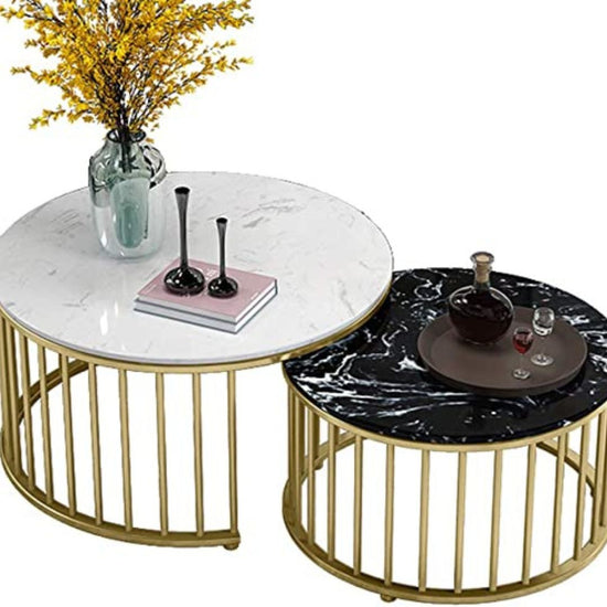 Elegant Double Round Metal Framed Black N White Table-Hansart, Tables, Designer Tables by Hans Art Specifications: Large- Top: 22 x 22 Inches, Height: 16 Inches Small- Top: 18 x 18 Inches, Height: 14 Inches The top of the product is made of laminate material on MDF. Metal body base (Rust Free) Premium Quality Metal Construction Hand Crafted Tables Best for your living room, drawing room, guest room, hall and reception The product is packed by professionals for safe delivery Designed to make your home look c