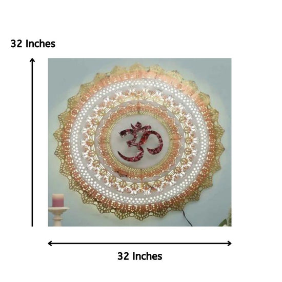 Hansart Special OM Circle LED Wall Décor For Living Room (32 x 32 Inches)-Artisan Hub-Hans Art-Metallic Traditional Wall Decor by Hansart-Made of Premium-Quality Iron Metal Perfect for your living room, bedroom, hall, office reception, guest room, and hotel reception-The product is packed by professionals for safe delivery-Designed to make your home look complete-"Hansart Made In India because India itself is an art".