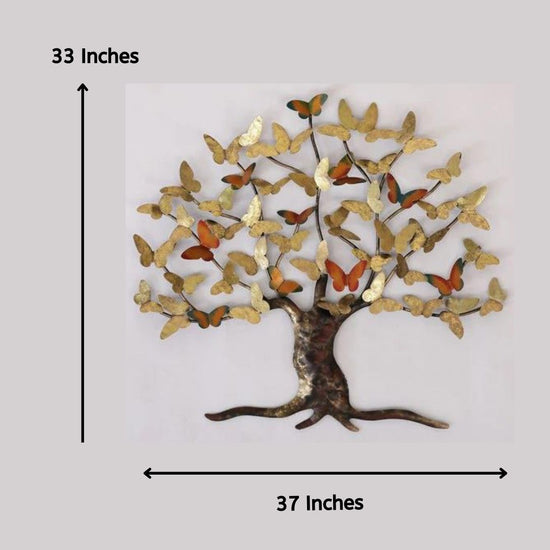 Multi Butterfly Tree Metal Wall Art (37 x 33 Inches)-Home Decoration-Metal Wall Tree by Hansart Made of Premium-Quality Iron Metal Perfect for your living room, bedroom, hall, office reception, guest room, and hotel reception The product is packed by professionals for safe delivery Designed to make your home look complete "Hansart Made In India because India itself is an art".