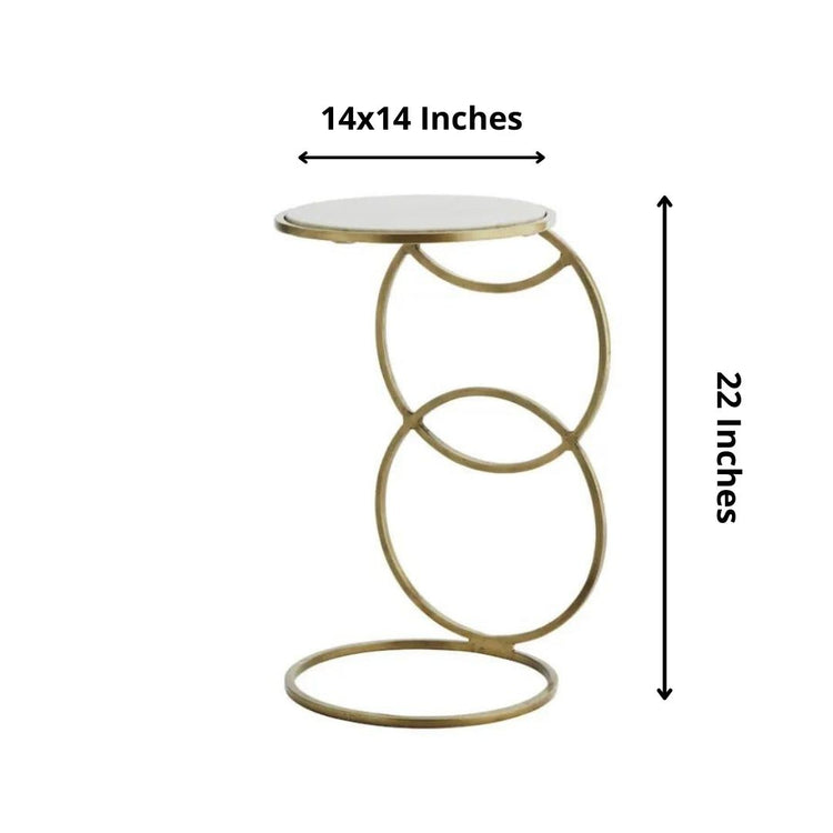 Round Marble Top with Rings Accent Table-Hansart, Tables, Designer Tables by Hans Art Specifications: Top: 14 x 14 Inches, Height: 22 Inches Marble Top Table and Metal body base (Rust Free) Premium Quality Metal Construction Hand Crafted Tables Best for your living room, drawing room, guest room, hall and reception The product is packed by professionals for safe delivery Designed to make your home look complete "Hansart Made In India"