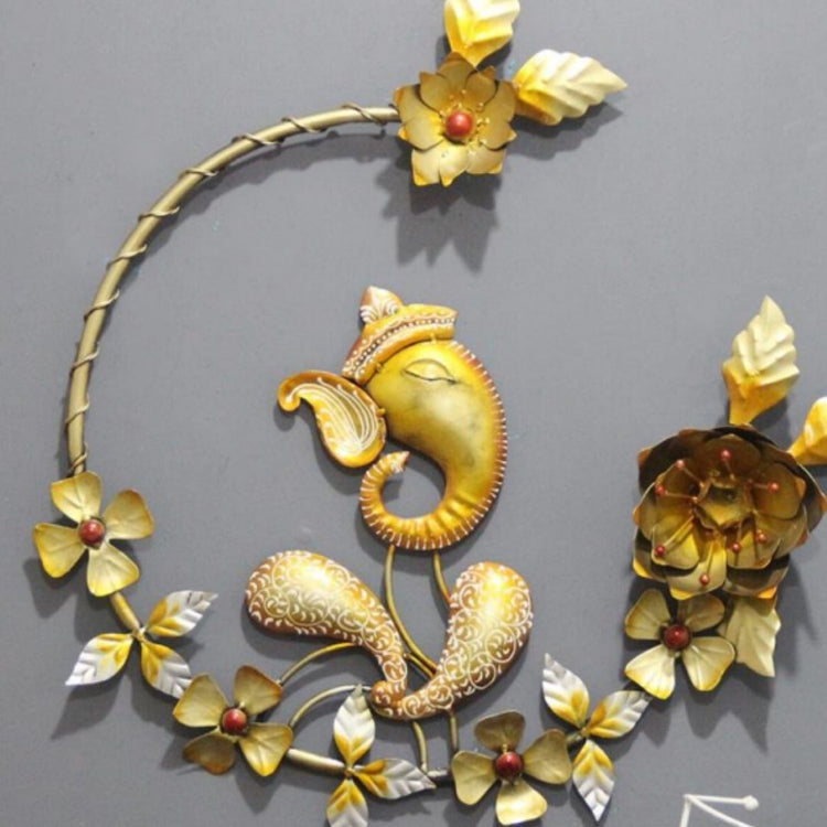 Ganeshji Nature Metal Wall Art for living room (27 x 26 Inches)-The Opperste-Hans Art-Metallic Traditional Wall Decor by Hansart-Made of Premium-Quality Iron Metal Perfect for your living room, bedroom, hall, office reception, guest room, and hotel reception-The product is packed by professionals for safe delivery-Designed to make your home look complete-"Hansart Made In India because India itself is an art".