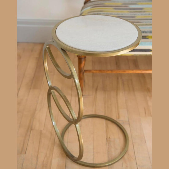 Round Marble Top with Rings Accent Table-Hansart, Tables, Designer Tables by Hans Art Specifications: Top: 14 x 14 Inches, Height: 22 Inches Marble Top Table and Metal body base (Rust Free) Premium Quality Metal Construction Hand Crafted Tables Best for your living room, drawing room, guest room, hall and reception The product is packed by professionals for safe delivery Designed to make your home look complete "Hansart Made In India"