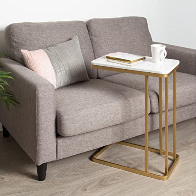 Single Metallic Framed Square Designer Side Table-Hansart, Tables, Designer Tables by Hans Art Specifications: Top: 16x8 Inches, Height: 20 Inches Marble Top Table and Metal body base (Rust Free) Premium Quality Metal Construction Hand Crafted Tables Best for your living room, drawing room, guest room, hall and reception The product is packed by professionals for safe delivery Designed to make your home look complete "Hansart Made In India"