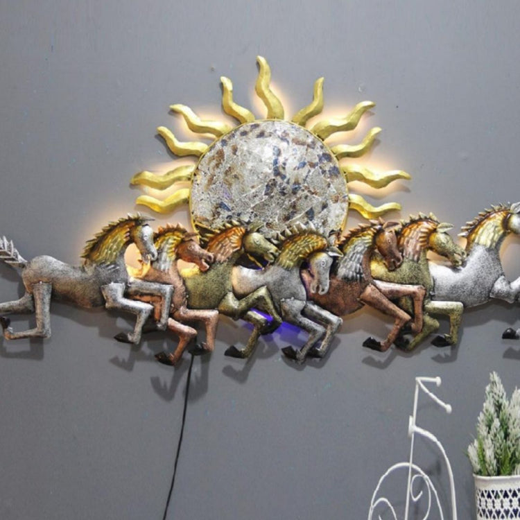 Metal Wall Decor by Hansart Total Wall Coverage Area: 47 x 27 Inches Made of Premium-Quality Iron Metal Anti-rust powder coating used Hanging Mechanism included Horse wall decor with led lighting Perfect for your living room, bedroom, hall, office reception, guest room, and hotel reception The product is packed by professionals for safe delivery Designed to make your home look complete "Hansart Made In India because India itself is an art".