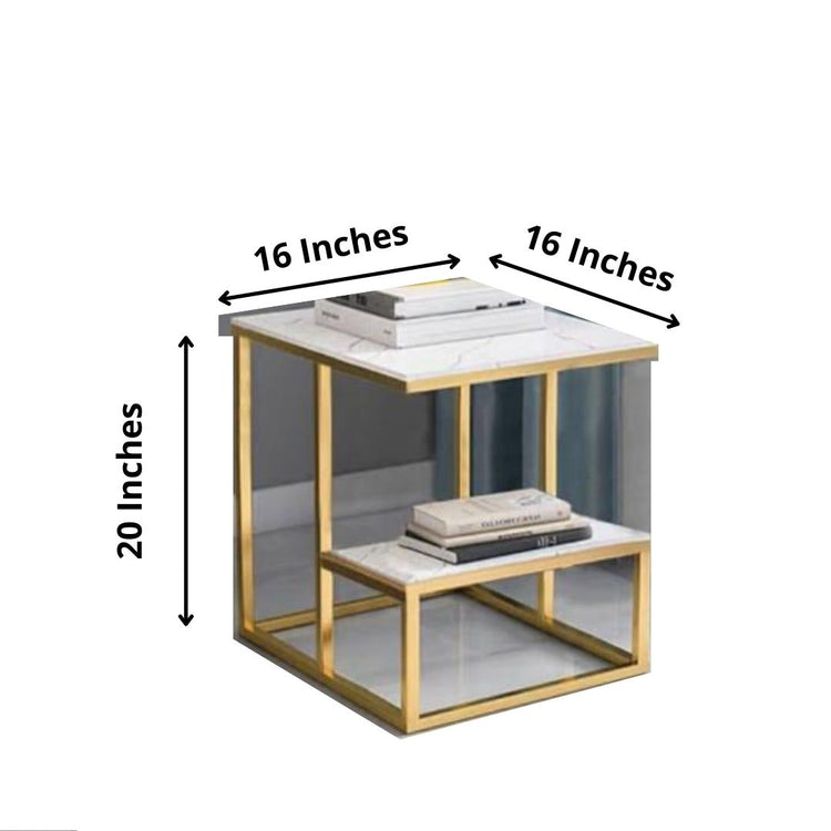 Double Metallic Framed Square Designer Table-Hansart, Tables, Designer Tables by Hans Art Specifications: Top: 16x16 Inches, Height: 20 Inches Marble Top Table and Metal body base (Rust Free) Premium Quality Metal Construction Hand Crafted Tables Best for your living room, drawing room, guest room, hall and reception The product is packed by professionals for safe delivery Designed to make your home look complete "Hansart Made In India"