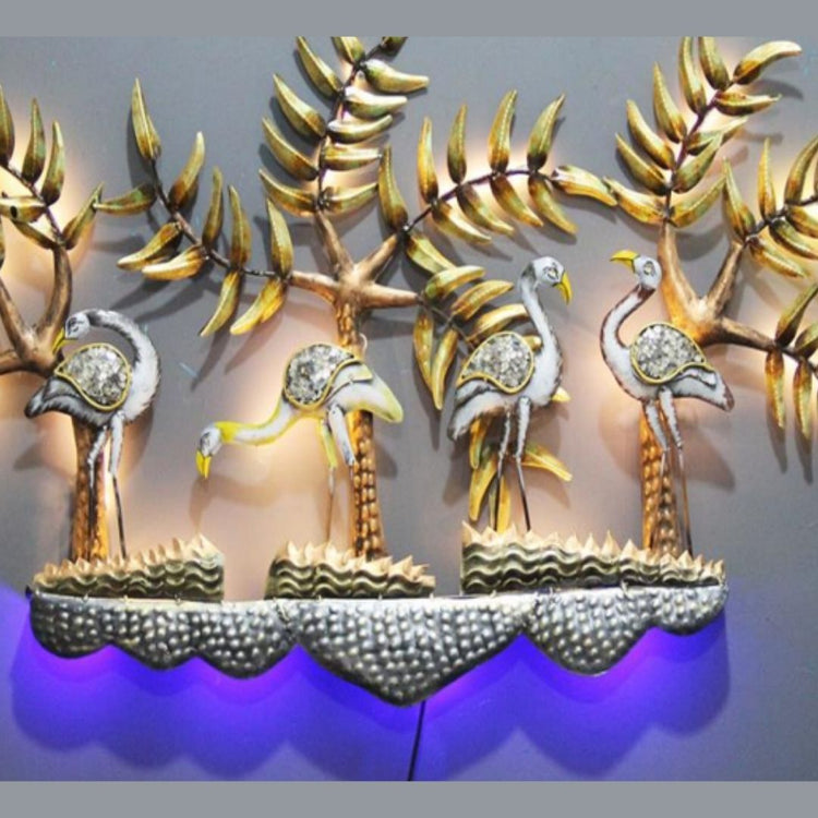 Swan Nature Metal Wall Art with Backlit (46 x 22 Inches)-Home Decoration-Hansart-Metallic Nature Wall Decor by Hansart-Made of Premium-Quality Iron Metal Perfect for your living room, bedroom, hall, office reception, guest room, and hotel reception-The product is packed by professionals for safe delivery-Designed to make your home look complete-"Hansart Made In India because India itself is an art".