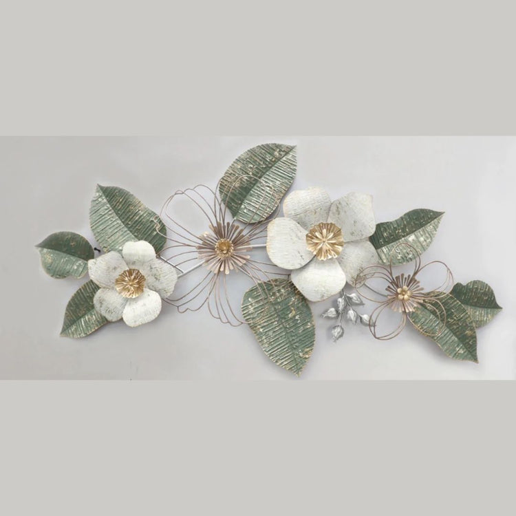 Dazzling White Flower Metal Wall Art-Metal Wall Decor by Hansart Abstract wall art Total Wall Coverage Area: 48 x 24 Inches Made of Premium-Quality Iron Metal Anti-rust powder coating used Hanging Mechanism included Perfect for your living room, bedroom, hall, office reception, guest room, and hotel reception The product is packed by professionals for safe delivery Designed to make your home look complete "Hansart Made In India because India itself is an art".