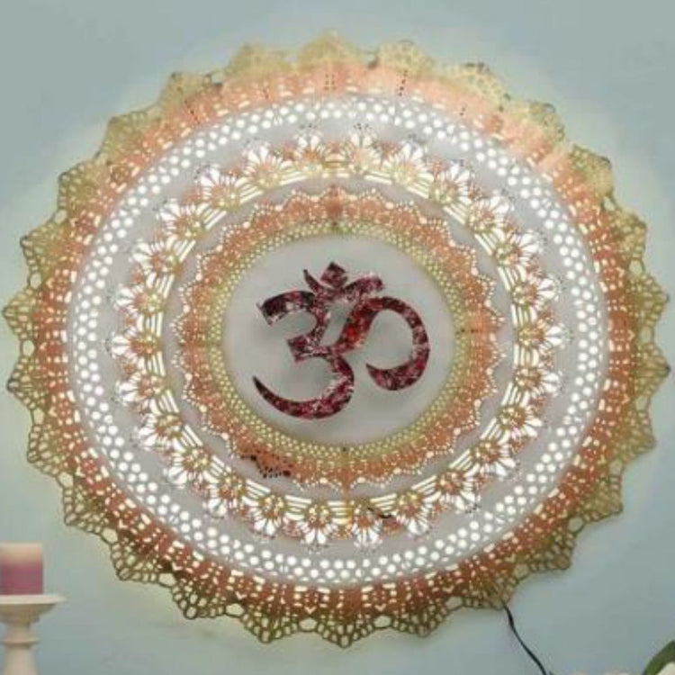 Hansart Special OM Circle LED Wall Décor For Living Room (32 x 32 Inches)-Artisan Hub-Hans Art-Metallic Traditional Wall Decor by Hansart-Made of Premium-Quality Iron Metal Perfect for your living room, bedroom, hall, office reception, guest room, and hotel reception-The product is packed by professionals for safe delivery-Designed to make your home look complete-"Hansart Made In India because India itself is an art".