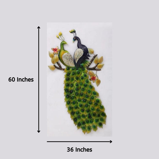 60 Inches Double Peacock wall art with LED Lights-Home Decoration-Hansart-Peacock Wall Decor by Hansart Wall Decor with LED Lights Made of Premium-Quality Iron Metal Perfect for your living room, bedroom, hall, office reception, guest room, and hotel reception The product is packed by professionals for safe delivery Designed to make your home look complete "Hansart Made In India because India itself is an art".