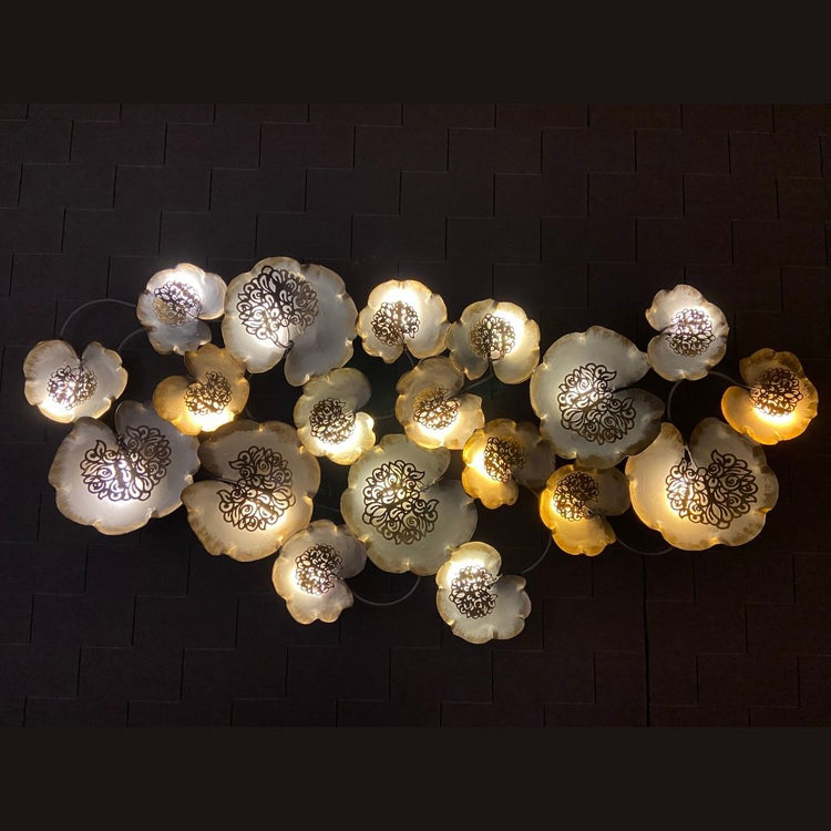 White and Golden Zara Metal Wall Art for Living Room (56x26)-Home Decoration-Hansart-abstract metal wall art-Made of Premium-Quality Iron Metal-Perfect for your living room, bedroom, hall, office reception, guest room, and hotel reception-The product is packed by professionals for safe delivery Designed to make your home look complete-"Hansart Made In India because India itself is an art".