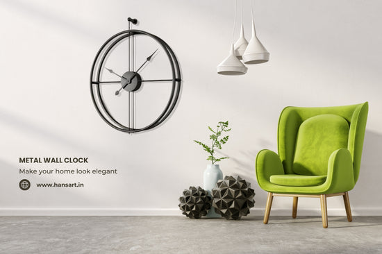 Metal Wall Clock by Hansart Dimensions: 18 x 18 Inches, 24 x 24 Inches, 27 x 27 Inches Made of Premium-Quality Iron Metal Anti-rust powder coating used Hanging Mechanism included Perfect for your living room, bedroom, hall, office reception, guest room, and hotel reception The product is packed by professionals for safe delivery Designed to make your home look complete "Hansart Made In India because India itself is an art".