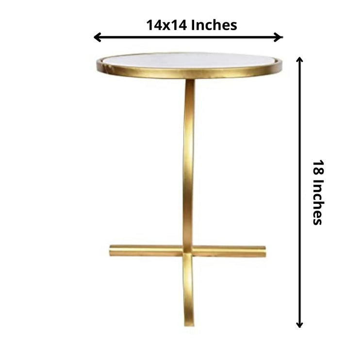 Golden framed Designer white top Round Table-Hansart, Tables, Designer Tables by Hans Art Specifications: Top: 14x14 Inches, Height: 18 Inches Metal body base (Rust Free) Premium Quality Metal Construction Hand Crafted Tables Best for your living room, drawing room, guest room, hall and reception The product is packed by professionals for safe delivery Designed to make your home look complete "Hansart Made In India"