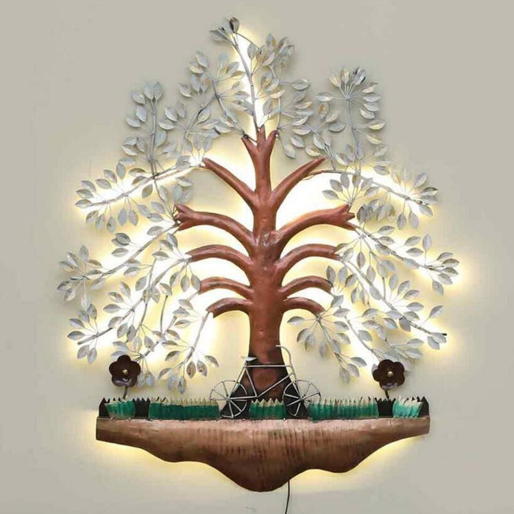 Beautiful White Metal Wall Tree with LED (35 x 50 Inches)-Home Decoration-Metal Wall Tree by Hansart Made of Premium-Quality Iron Metal Perfect for your living room, bedroom, hall, office reception, guest room, and hotel reception The product is packed by professionals for safe delivery Designed to make your home look complete "Hansart Made In India because India itself is an art".