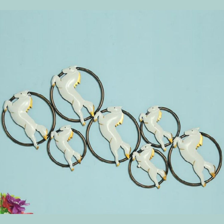 Rearing 7 Horses Metal Wall Art in Living Room (33 x 15 Inches)-Home Decoration-Hansart-Metal Wall Decor by Hansart-Horses wall decor art-Made of Premium-Quality Iron Metal Perfect for your living room, bedroom, hall, office reception, guest room, and hotel reception The product is packed by professionals for safe delivery Designed to make your home look complete "Hansart Made In India because India itself is an art".