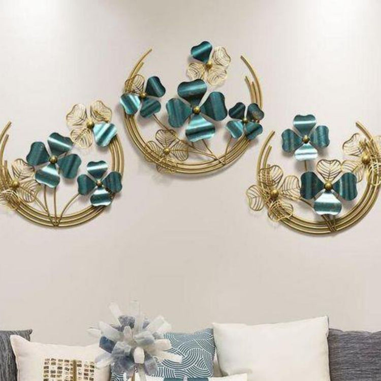 3 Clover Flower Metal Wall Art For Living Room (20, 18, 16 Inches Dia.)-Home Decoration-Hansart-abstract metal wall art-Made of Premium-Quality Iron Metal-Perfect for your living room, bedroom, hall, office reception, guest room, and hotel reception-The product is packed by professionals for safe delivery Designed to make your home look complete-"Hansart Made In India because India itself is an art".