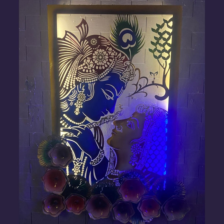 Artistic Radhe Krishna Framed Wall Art for Living Room (40x60 Inches)-Naren Impex-Hans Art-Metallic Traditional Wall Decor by Hansart-Made of Premium-Quality Iron Metal Perfect for your living room, bedroom, hall, office reception, guest room, and hotel reception-The product is packed by professionals for safe delivery-Designed to make your home look complete-"Hansart Made In India because India itself is an art".