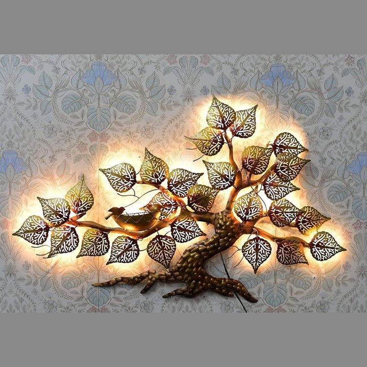 Nest Tree Metal Wall Art With LED Lights (40 x 38 Inches)-Home Decoration-Metal Wall Tree by Hansart Made of Premium-Quality Iron Metal Perfect for your living room, bedroom, hall, office reception, guest room, and hotel reception The product is packed by professionals for safe delivery Designed to make your home look complete "Hansart Made In India because India itself is an art".