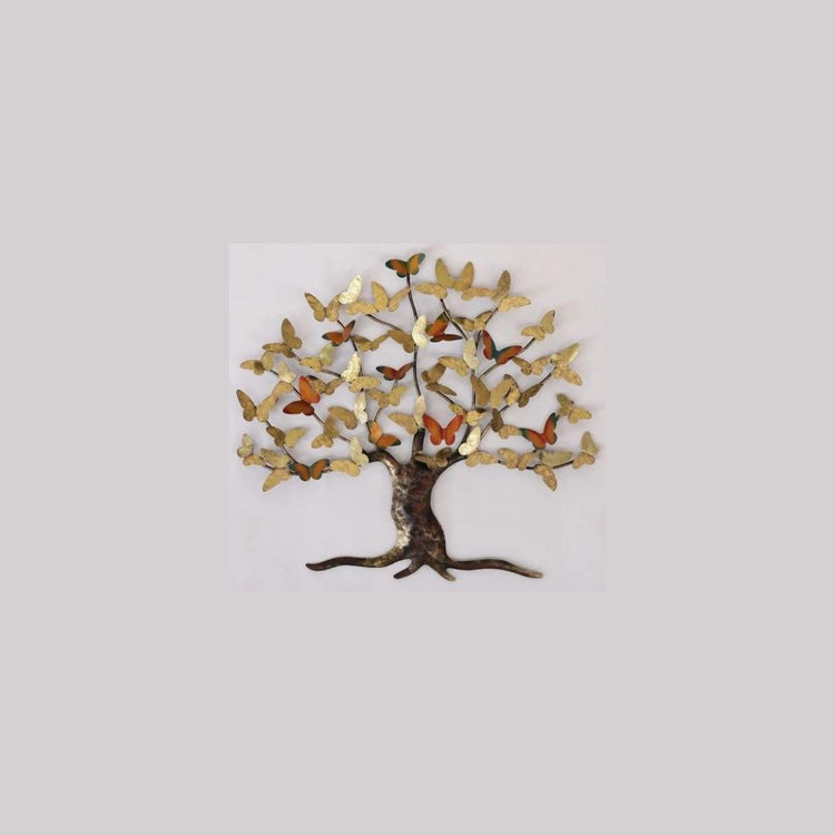 Multi Butterfly Tree Metal Wall Art (37 x 33 Inches)-Home Decoration-Metal Wall Tree by Hansart Made of Premium-Quality Iron Metal Perfect for your living room, bedroom, hall, office reception, guest room, and hotel reception The product is packed by professionals for safe delivery Designed to make your home look complete "Hansart Made In India because India itself is an art".