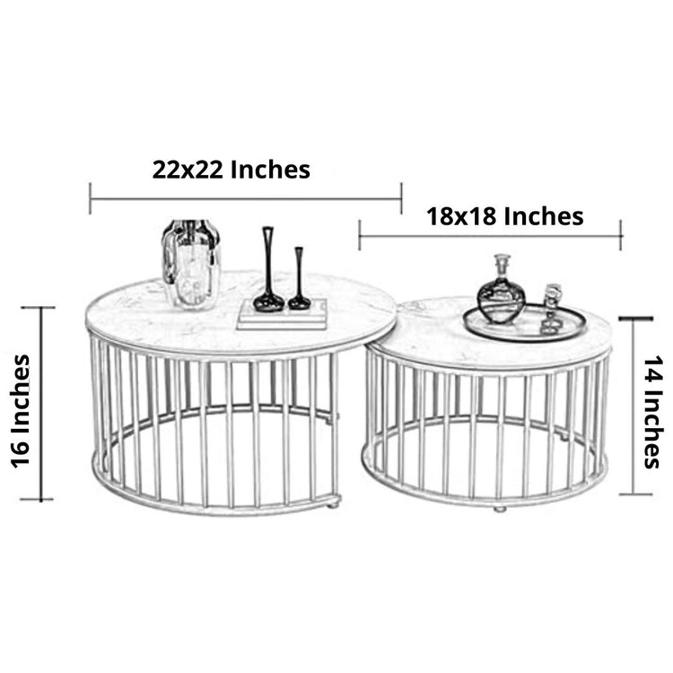 Elegant Double Round Metal Framed Black N White Table-Hansart, Tables, Designer Tables by Hans Art Specifications: Large- Top: 22 x 22 Inches, Height: 16 Inches Small- Top: 18 x 18 Inches, Height: 14 Inches The top of the product is made of laminate material on MDF. Metal body base (Rust Free) Premium Quality Metal Construction Hand Crafted Tables Best for your living room, drawing room, guest room, hall and reception The product is packed by professionals for safe delivery Designed to make your home look c