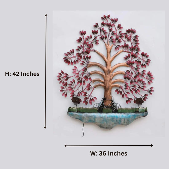 Cycle Tree Metal Wall Art for living room (36 x 42 Inches)