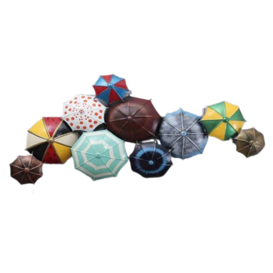 Multicolor 10 Umbrella Metal Wall Art (59 x 24 Inches)-Home Decoration-Hansart-abstract metal wall art-Made of Premium-Quality Iron Metal-Perfect for your living room, bedroom, hall, office reception, guest room, and hotel reception-The product is packed by professionals for safe delivery Designed to make your home look complete-"Hansart Made In India because India itself is an art".