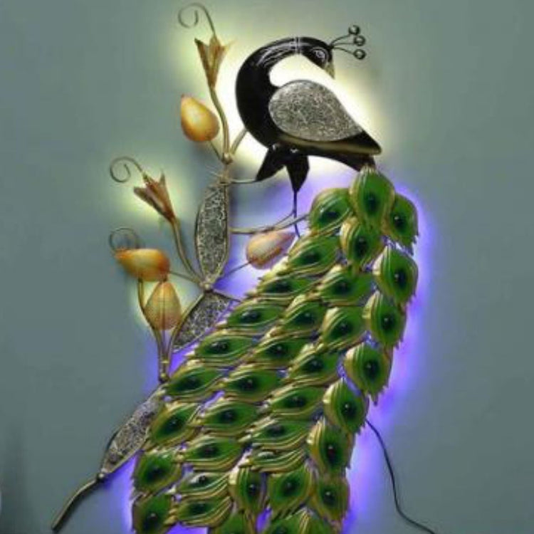 42 Inches Peacock Wall Art for Living Room. Metal Wall Decor by Hansart Total Wall Coverage Area: 26 x 42 inches Wall Decor with LED Lights Made of Premium-Quality Iron Metal Perfect for your living room, bedroom, hall, office reception, guest room, and hotel reception The product is packed by professionals for safe delivery Designed to make your home look complete "Hansart Made In India because India itself is an art".