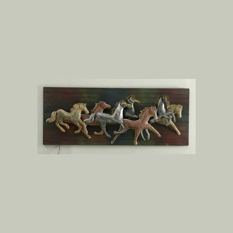 7 Horses Running On Panel Wall Art (60 x 24 Inches)-Home Decoration-Hansart-Metal Wall Decor by Hansart-Horses wall decor art-Made of Premium-Quality Iron Metal Perfect for your living room, bedroom, hall, office reception, guest room, and hotel reception The product is packed by professionals for safe delivery Designed to make your home look complete "Hansart Made In India because India itself is an art".