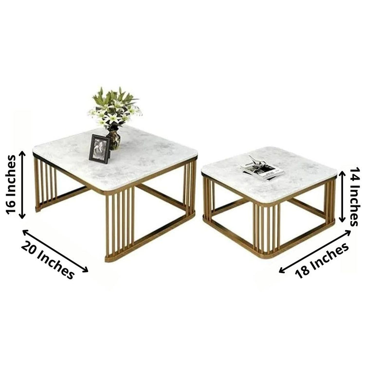 Designer white Top Centre Coffee Table for Living Room-Hansart, Tables, Designer Tables by Hans Art Specifications: Large- Top: 20 x 20 Inches, Height:16 Inches Small- Top:18 x 18 Inches, Height: 14 Inches Marble Top Table and Metal body base (Rust Free) Premium Quality Metal Construction Hand Crafted Tables Best for your living room, drawing room, guest room, hall and reception The product is packed by professionals for safe delivery Designed to make your home look complete "Hansart Made In India"