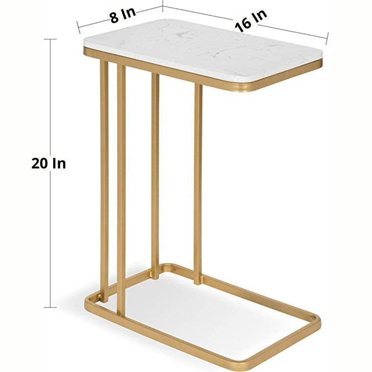 Single Metallic Framed Square Designer Side Table-Hansart, Tables, Designer Tables by Hans Art Specifications: Top: 16x8 Inches, Height: 20 Inches Marble Top Table and Metal body base (Rust Free) Premium Quality Metal Construction Hand Crafted Tables Best for your living room, drawing room, guest room, hall and reception The product is packed by professionals for safe delivery Designed to make your home look complete "Hansart Made In India"