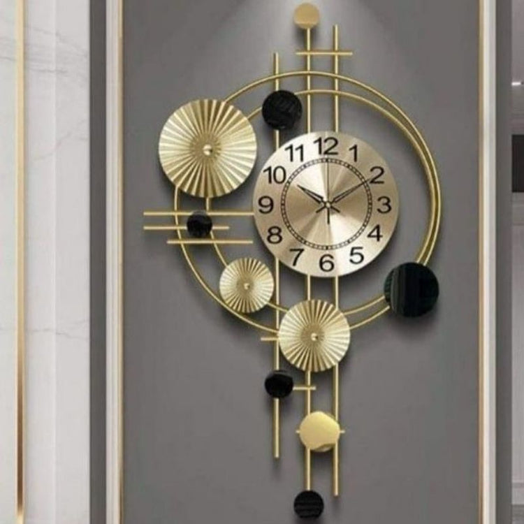 Metal Wall Clock by Hansart Total Wall Coverage Area: 24 x 48 Inches Expertly crafted by artisans in Jodhpur, India Made of Wrought Iron Metal It feature an anti-rust powder coating for a long-lasting finish Finished with a spray paint and lacquer for a smooth and polished look Perfect for your living room, bedroom, hall, office reception, guest room, and hotel reception The product is packed by professionals for safe delivery Designed to make your home look complete