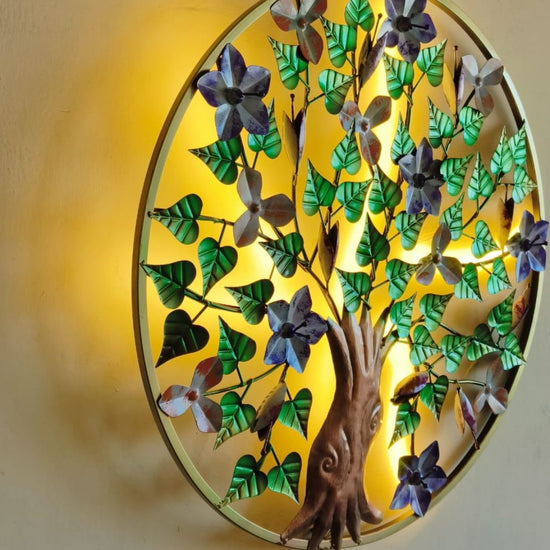 Crafted with anti-rust powder coating, this piece of art will remain vibrant and beautiful for years to come. Enjoy 29 x 29 Inches of majestic elegance in your home Hanging Mechanism included Nature wall decor with led lighting Perfect for your living room, bedroom, hall, office reception, guest room, and hotel reception The product is packed by professionals for safe delivery Metal Wall Decor by Hansart