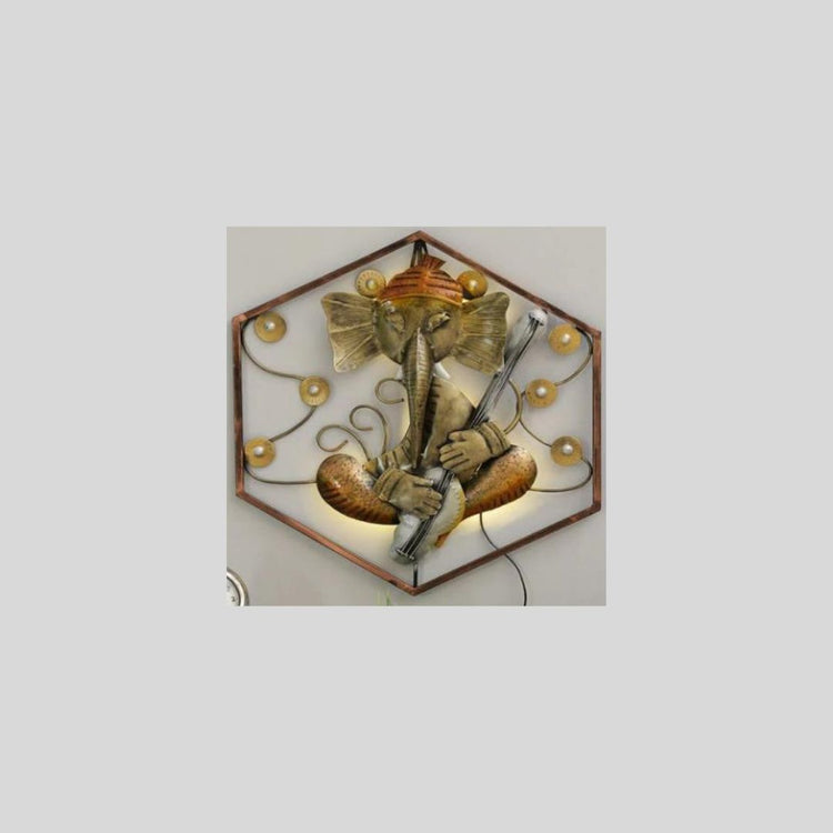 Ganesh Ji Hexagon Frame Metal Wall Art (24 x 22 Inches)-Artisan Hub-Hans Art-Metallic Traditional Wall Decor by Hansart-Made of Premium-Quality Iron Metal Perfect for your living room, bedroom, hall, office reception, guest room, and hotel reception-The product is packed by professionals for safe delivery-Designed to make your home look complete-"Hansart Made In India because India itself is an art".
