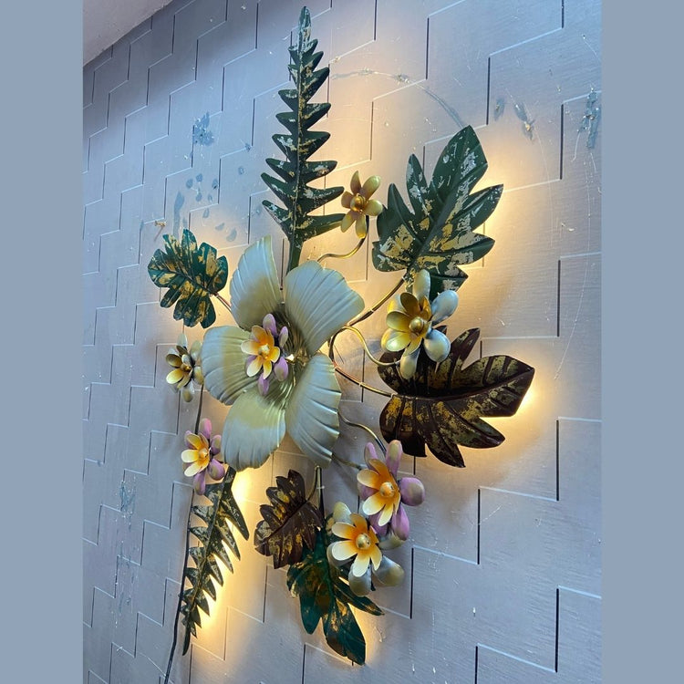 Blooming Flower Metal Wall Art for Drawing Room (30x40 Inches)-Home Decoration-Hansart-Metallic Nature Wall Decor by Hansart-Made of Premium-Quality Iron Metal Perfect for your living room, bedroom, hall, office reception, guest room, and hotel reception-The product is packed by professionals for safe delivery-Designed to make your home look complete-"Hansart Made In India because India itself is an art".