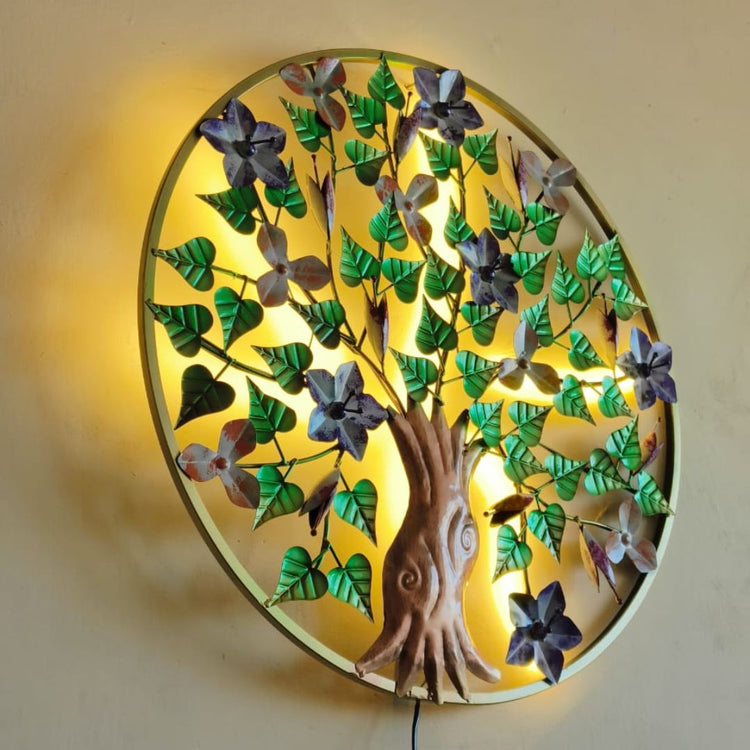 Crafted with anti-rust powder coating, this piece of art will remain vibrant and beautiful for years to come. Enjoy 29 x 29 Inches of majestic elegance in your home Hanging Mechanism included Nature wall decor with led lighting Perfect for your living room, bedroom, hall, office reception, guest room, and hotel reception The product is packed by professionals for safe delivery Metal Wall Decor by Hansart
