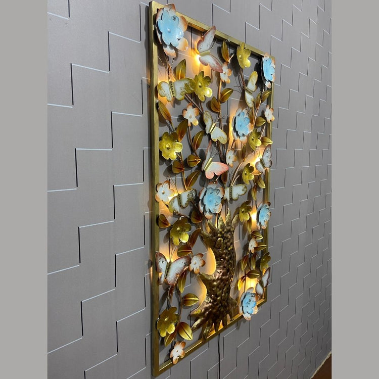 Crafted with anti-rust powder coating, this piece of art will remain vibrant and beautiful for years to come. Enjoy 24 x 42 Inches of majestic elegance in your home Hanging Mechanism included Nature wall decor with led lighting Perfect for your living room, bedroom, hall, office reception, guest room, and hotel reception The product is packed by professionals for safe delivery Metal Wall Decor by Hansart