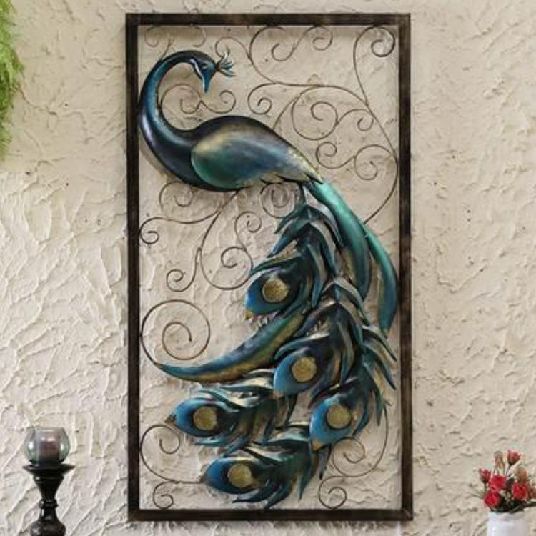 Vertical Framed Peacock Metal Wall Art for Living Room (24 x 42 Inches)-Metal Wall Decor by Hansart Total Wall Coverage Area: 24 x 42 Inches Made of Premium-Quality Iron Metal Perfect for your living room, bedroom, hall, office reception, guest room, and hotel reception The product is packed by professionals for safe delivery Designed to make your home look complete "Hansart Made In India because India itself is an art".