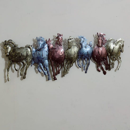 Metal Wall Decor by Hansart Total Wall Coverage Area: 42 x 17 Inches Made Of Mild Steel, Powder Coated Decorated by Spray and Handbrush paint Hanging Mechanism included Horse wall decor with led lighting Perfect for your living room, bedroom, hall, office reception, guest room, and hotel reception The product is packed by professionals for safe delivery Designed to make your home look complete "Hansart Made In India because India itself is an art".