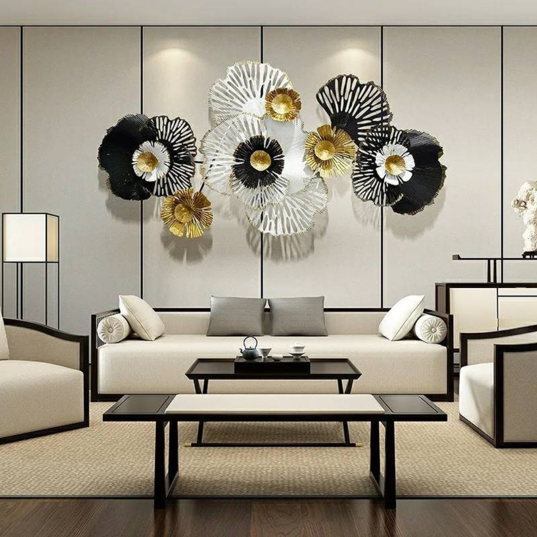This modern wall art is crafted with premium-quality iron metal, giving it stylish strength and durability. Its dimensions of 51 x 27 inches make it an ideal addition to living rooms, bedrooms, and entryways. Its sophisticated Golden black and white finish adds a luxurious touch to any space. Bring modern art to your living spaces with this stylish golden, black and white metal wall art - perfect for any room. With our included hanging mechanism, you&