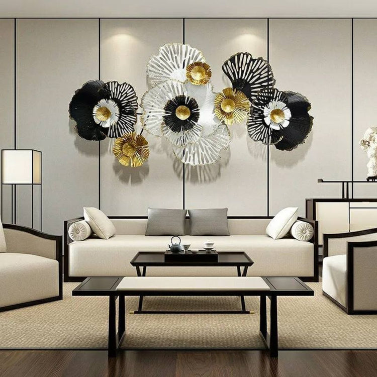 This modern wall art is crafted with premium-quality iron metal, giving it stylish strength and durability. Its dimensions of 51 x 27 inches make it an ideal addition to living rooms, bedrooms, and entryways. Its sophisticated Golden black and white finish adds a luxurious touch to any space. Bring modern art to your living spaces with this stylish golden, black and white metal wall art - perfect for any room. With our included hanging mechanism, you&