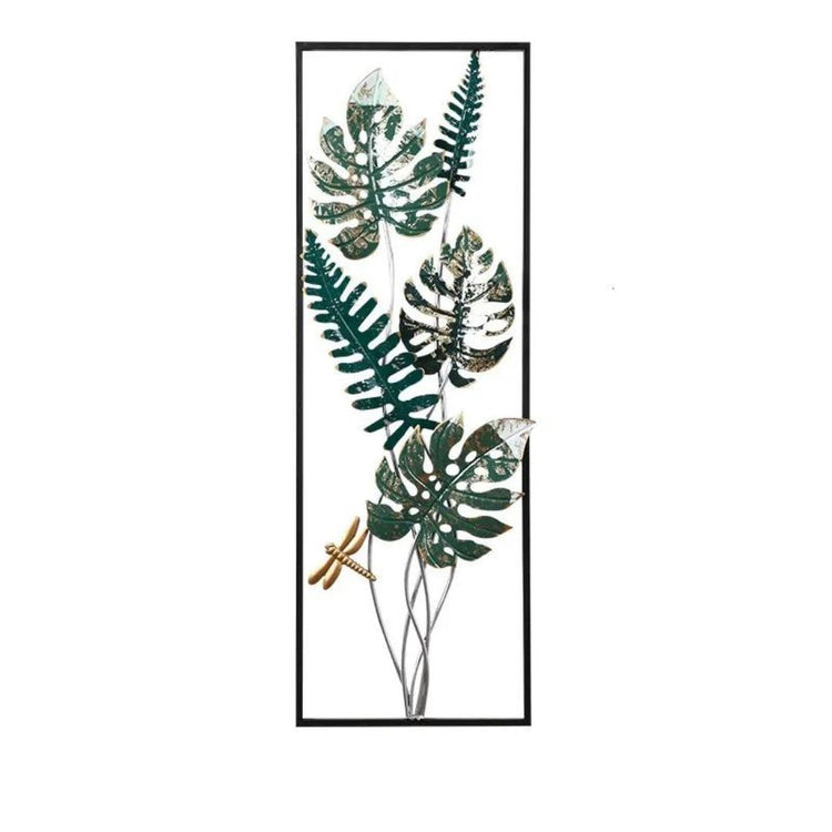 Palm Leaf Double Vertical Frame Metal Wall Art (12 x 36 Inches)-abstract wall art-Hansart-abstract metal wall art-Made of Premium-Quality Iron Metal-Perfect for your living room, bedroom, hall, office reception, guest room, and hotel reception-The product is packed by professionals for safe delivery Designed to make your home look complete-"Hansart Made In India because India itself is an art".