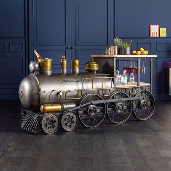 Top Reasons Train Lovers Will Be Obsessed With the Locomotive-Inspired Bar Cabinet
