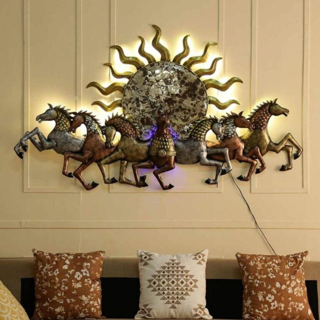 7 horse metal wall art. wall hanging for living room, bed room, hall, entryway, hallway, guestroom, dining room. big size wall decor