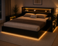 Premium King Size Platform Bed with LED Lights