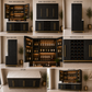 Modern Black Bar Cabinet with Marble Top and Glass Holders