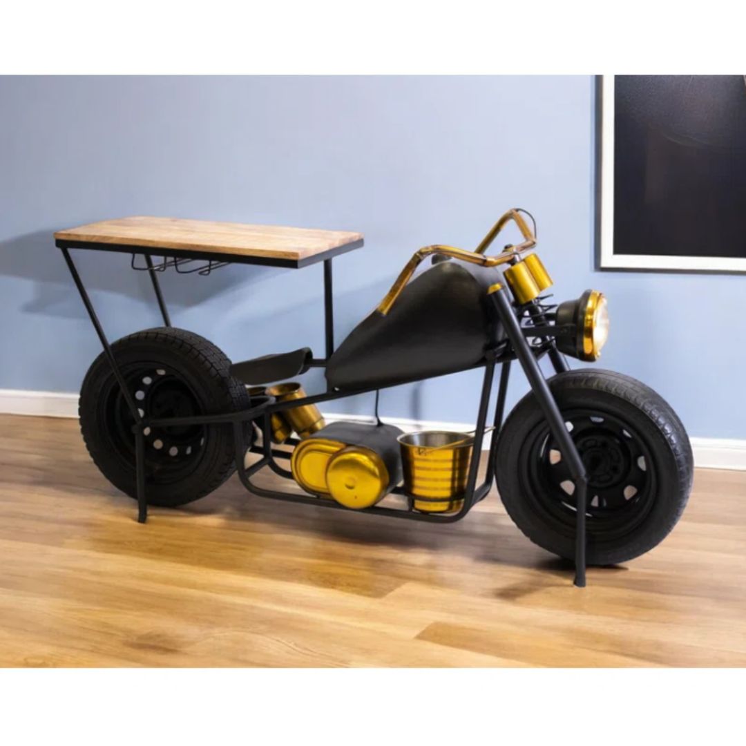 Metal Rock Motorcycle Bar Table | Industrial Bike-Inspired Home Bar ...