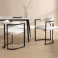 2-Piece White Bouclé Chair Set - Stylish Curved Back Vanity Seats