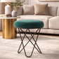 Modern Emerald Velvet Vanity Stool - 18" Gold Cross-Leg Ottoman
