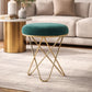 Elegant 45cm Emerald Ottoman - Velvet Padded Stool with Gold Base