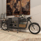 Vintage Motorcycle Bar Cabinet with Storage & Wine Rack - 105 Inches
