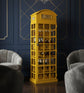 Antique Yellow Telephone Booth Bar Cabinet & Wine Holder